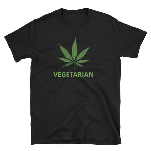 Pot Leaf Vegetarian T-shirt Black 100% Cotton Marijuana T-Shirt for Men - FlorenceLand