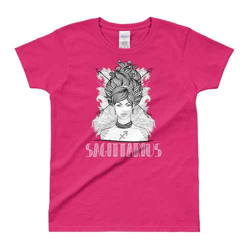 Sagittarius T Shirt Zodiac Short Sleeve Round Neck Pink T-Shirt for Women - FlorenceLand