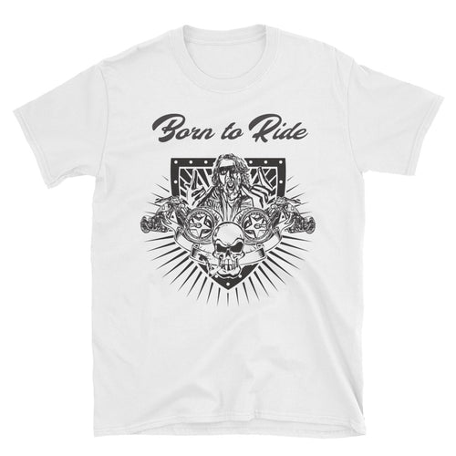 Born to Ride Biker T Shirt Custom White Motorcycle T Shirt for Men - FlorenceLand