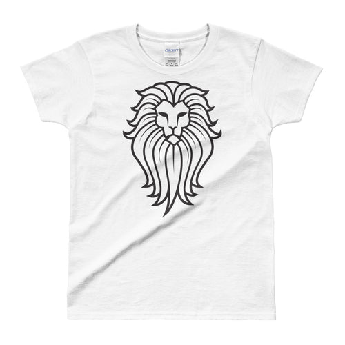 Tribal Lion T Shirt White Lion Wild Life T Shirt for Women - FlorenceLand