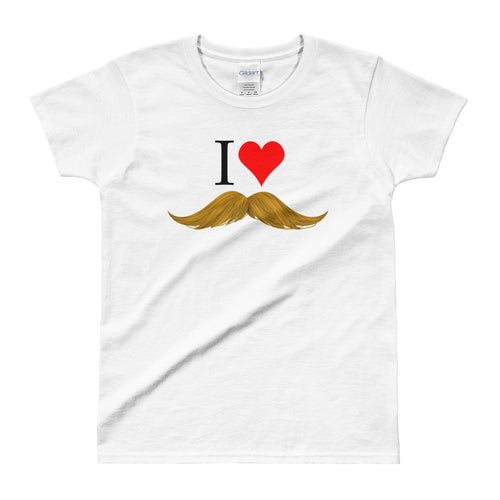 I love Mustache T Shirts White I Love Blond Mustaches T Shirt for Women - FlorenceLand
