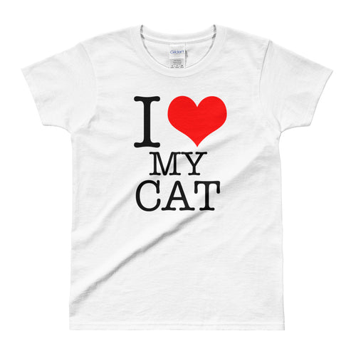 I Love My Cat T-Shirt White Cat Lover T Shirt for Women - FlorenceLand