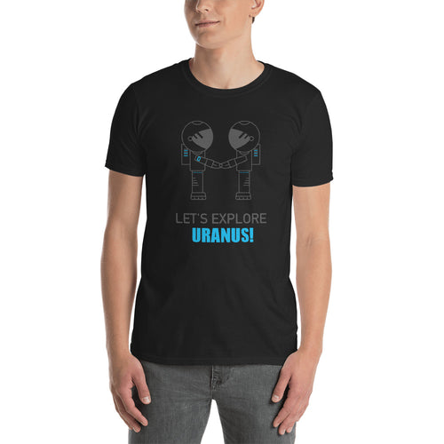 Let's Explore Uranus T Shirt Black Half Sleeve Funny Gay T-Shirt for Men - FlorenceLand