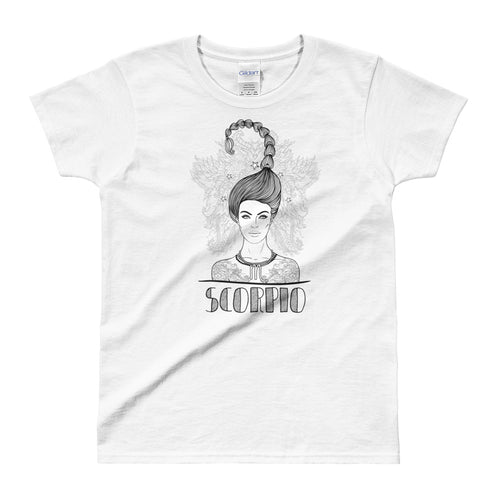Scorpio T Shirt Zodiac Short Sleeve Round Neck White Cotton T-Shirt for Women - FlorenceLand