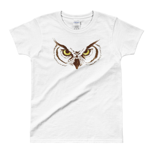 Owl Eyes T Shirt White Owl Eyes and Beak T Shirt for Women - FlorenceLand