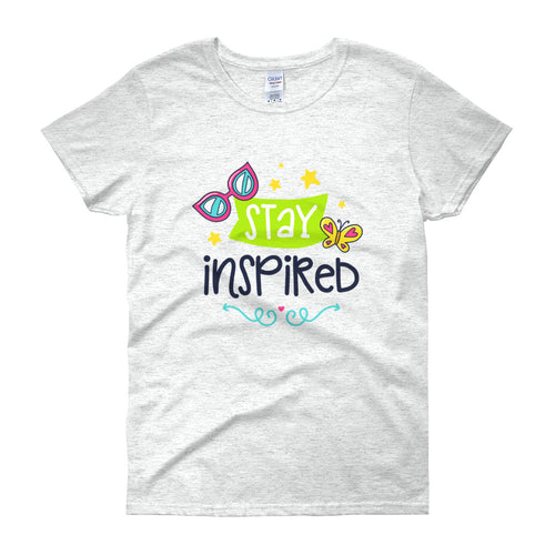 Stay Inspired Short Sleeve Round Neck Ash Color T-Shirt for Women - FlorenceLand