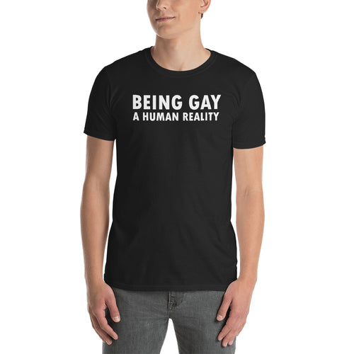 Being Gay T Shirt Black Being Gay A Human Reality T Shirt For Men - FlorenceLand