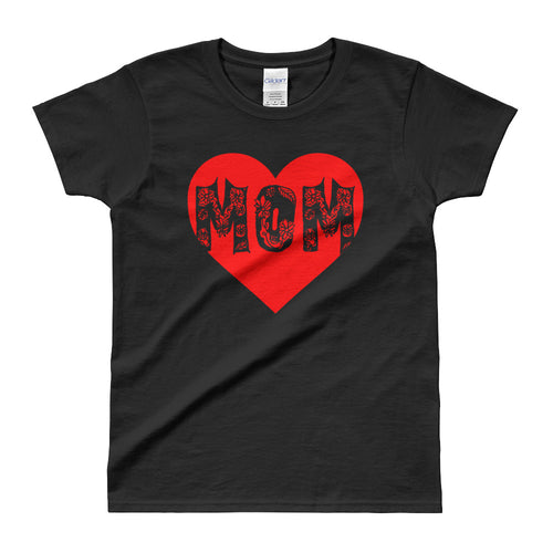 Mom Heart T Shirt Black Mothers Day T Shirt Gift for Mom Awesome Mom T Shirt for Women - FlorenceLand