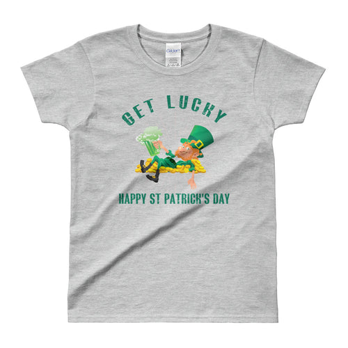 Get Lucky T Shirt Grey Happy St. Patrick's Day T Shirt for Women - FlorenceLand