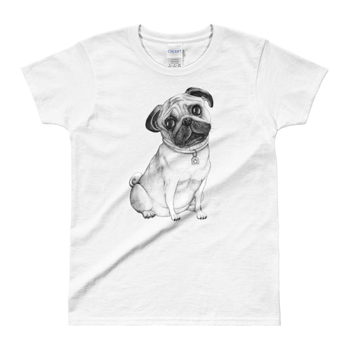 Pug T Shirt White Pug T Shirt for Women - FlorenceLand