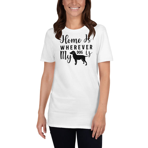 Buy Home Is Wherever My Dog T-shirt for Women in White