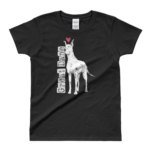Great Dane Love T Shirt Black Dog Lover T Shirt Dog Lady T Shirt for Women - FlorenceLand