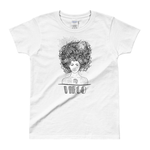 Virgo T Shirt Zodiac Round Neck White Cotton T-Shirt for Women - FlorenceLand