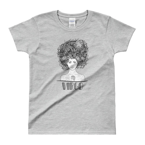 Virgo T Shirt Zodiac Round Neck Grey Cotton T-Shirt for Women - FlorenceLand