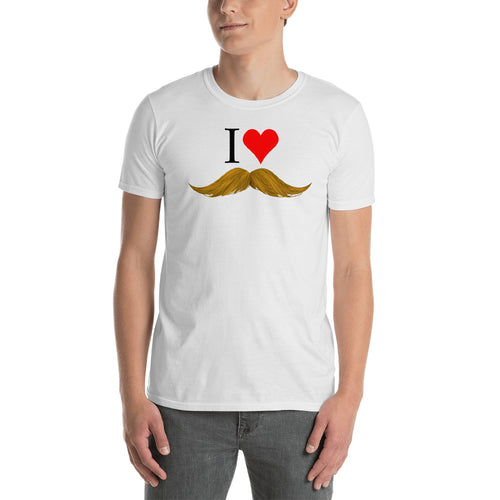 Movember T Shirts I love Mustache T Shirts White I Love Blond Mustaches T Shirt for Men - FlorenceLand