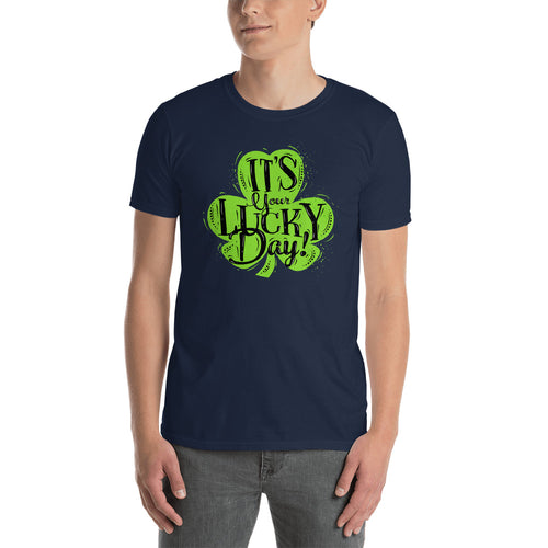 Its Your Lucky Day T Shirt Navy Shamrocks St Patrick's Day T Shirt for Men - FlorenceLand