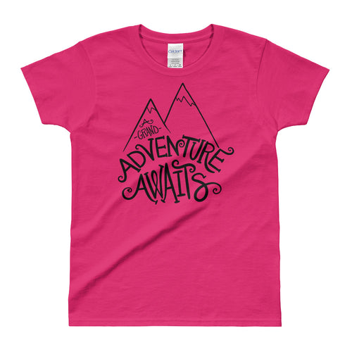 Adventure Awaits T Shirt Pink Cotton Adventure Time T Shirt for Women - FlorenceLand