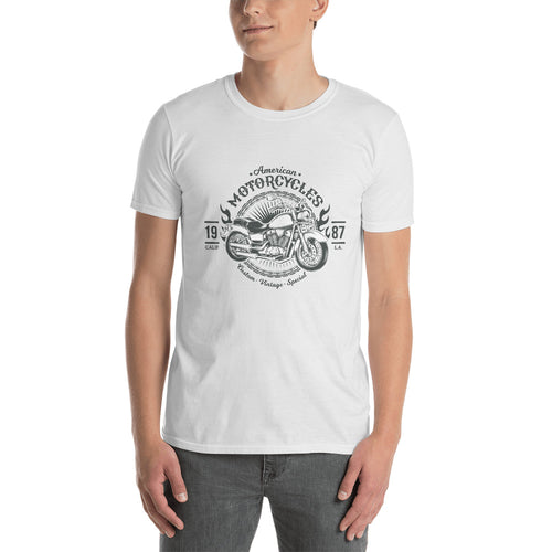 Cool Vintage T Shirt White Bike Gear Cotton Motorcycle T Shirt Clothing for Men - FlorenceLand