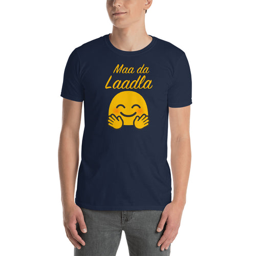 Maa Da Laadla T Shirt Navy Maa Da Laadla Emoji T Shirt for Men - FlorenceLand