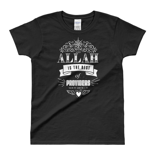 Allah is The Best Provider T Shirt Black Quranic Verses T Shirt for Women - FlorenceLand