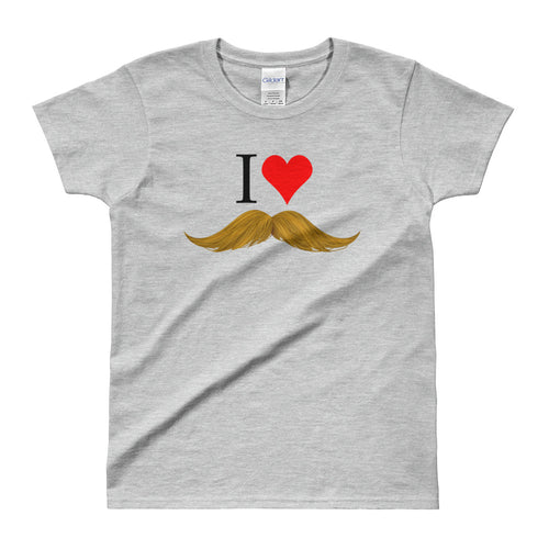 I love Mustache T Shirts Grey I Love Blond Mustaches T Shirt for Women - FlorenceLand