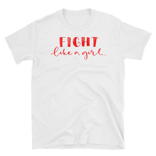 Fight Like a Girl T Shirt White Girl Empowerment T Shirt Short-Sleeve Strong Girl T-Shirt - FlorenceLand
