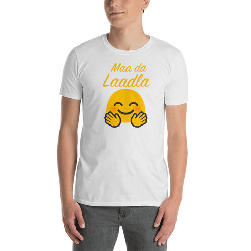 Maa Da Laadla T Shirt White Maa Da Laadla Emoji T Shirt for Men - FlorenceLand