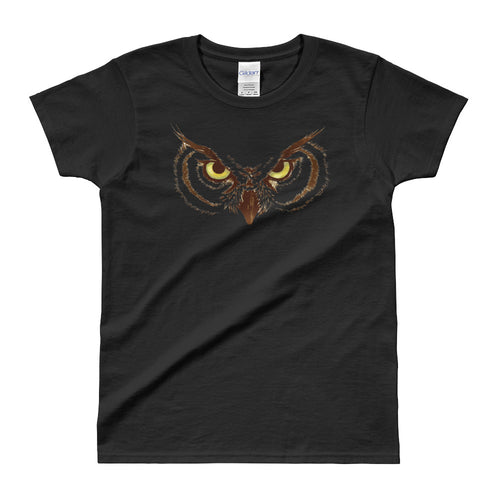 Owl Eyes T Shirt Black Owl Eyes and Beak T Shirt for Women - FlorenceLand
