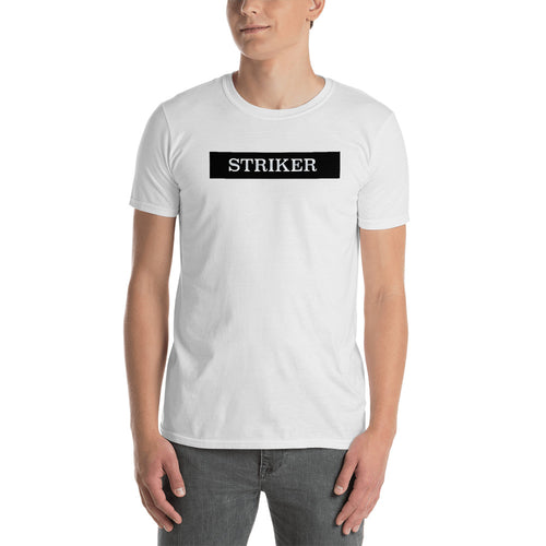 Striker T Shirt White Football One Word Striker T Shirt for Men - FlorenceLand