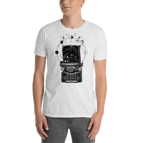 Typewriter tattoo Design T Shirt  Symbol of Imagination Typewriter T Shirt White for Men - FlorenceLand