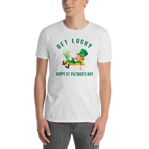 Get Lucky T Shirt White Happy St. Patrick's Day T Shirt for Men - FlorenceLand