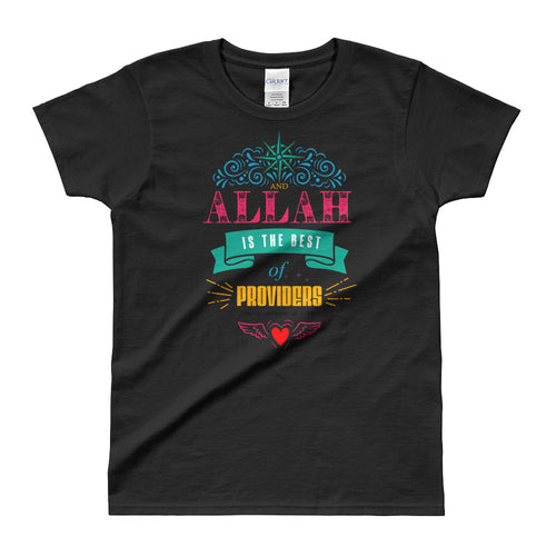 Allah is The Best Provider T Shirt Black Modern Islamic T Shirt for Women - FlorenceLand